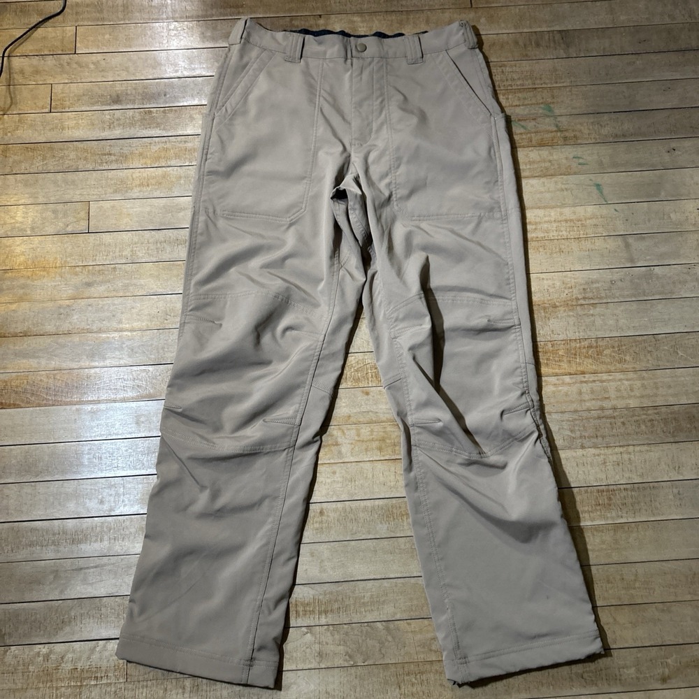 L.L. Bean Hiking Pants Men's M 34x32 Khaki Outdoor Double Knee Elastic Waist